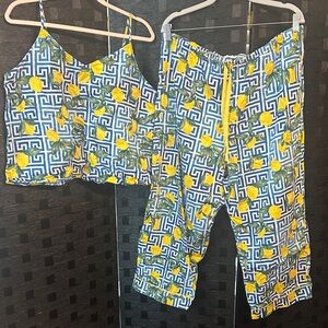BedHead Cami Cropped Pajama Set in Make Lemonade in XL EUC